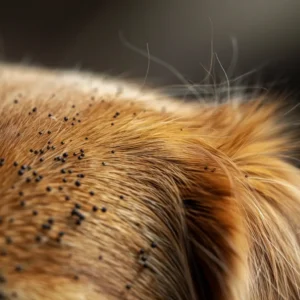 Flohbisse bei Hunden - Flohkot im Fell 