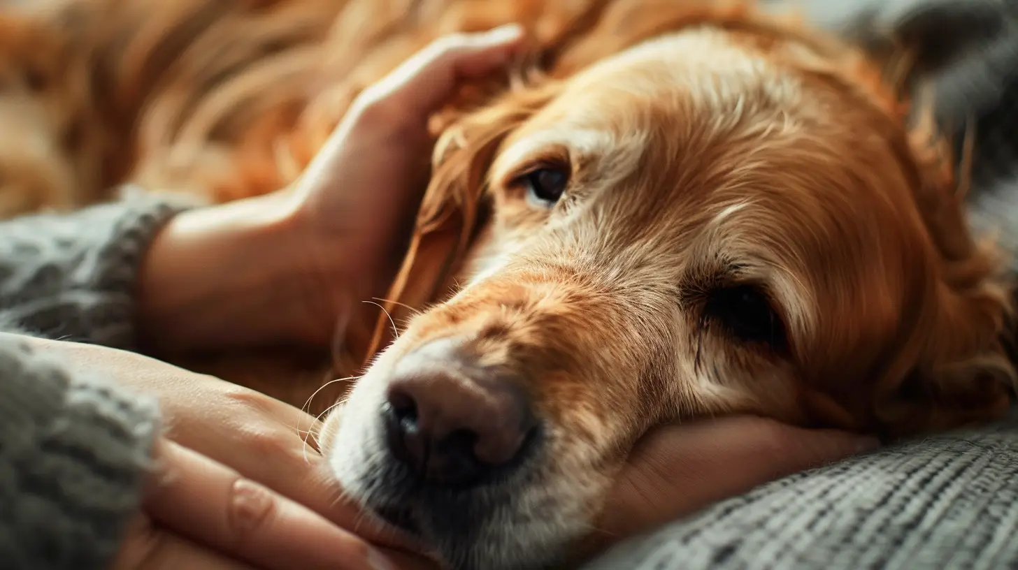 Giardien Panikmache - ein Hund liegt mit Giardien auf dem Hundebett